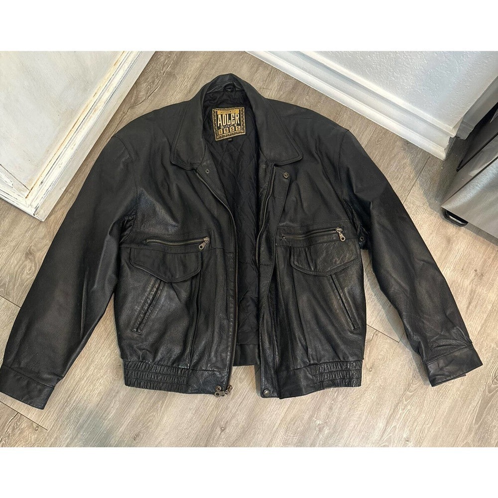 Vintage Men’s Authentic Adler XXL Bomber Leather Black Bomber Coat